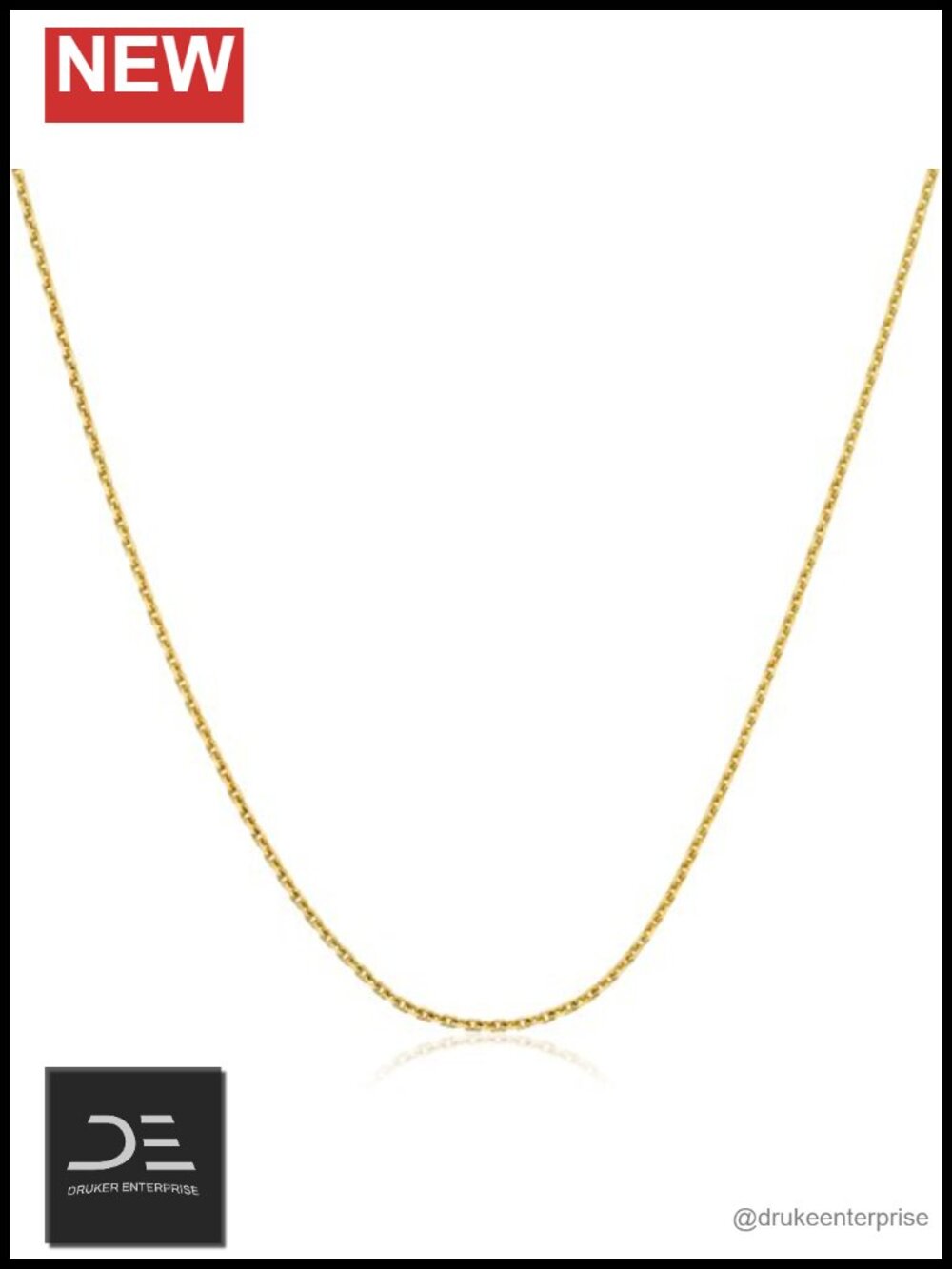 14k Yellow Gold 0.8mm Diamond-Cut Cable Chain Necklace 18 inch Real Solid Gold